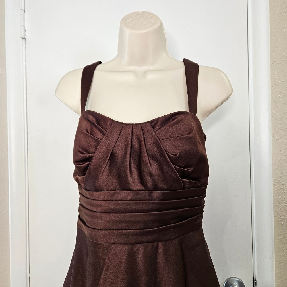Alfred Angelo Brown Satin A-Line Prom Dress - Picture 2 of 11
